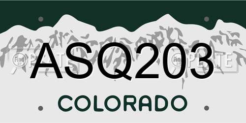 ASQ203 Colorado License Plate