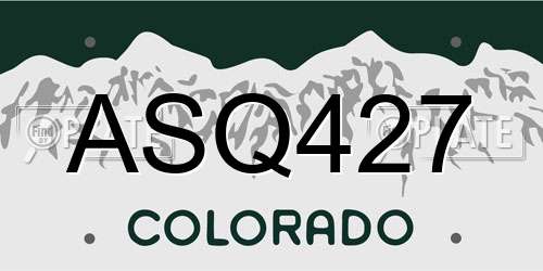 ASQ427 Colorado License Plate