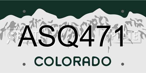 ASQ471 Colorado License Plate