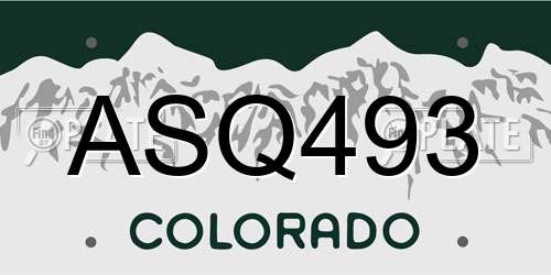 ASQ493 Colorado License Plate