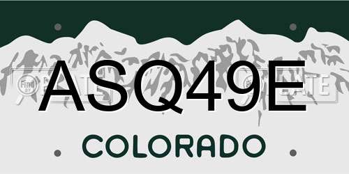 ASQ49E Colorado License Plate