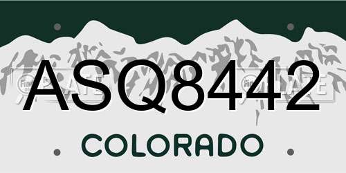 ASQ8442 Colorado License Plate