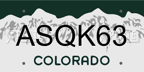 ASQK63 Colorado License Plate