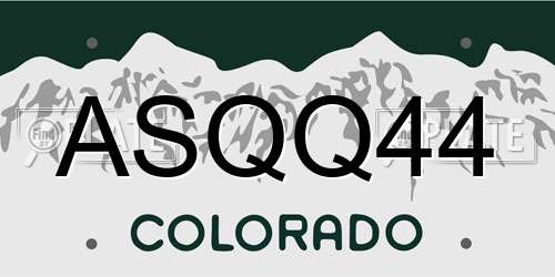 ASQQ44 Colorado License Plate