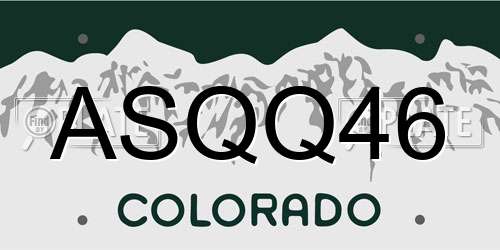 ASQQ46 Colorado License Plate