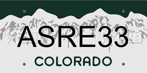 ASRE33 Colorado License Plate