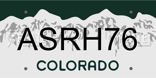 ASRH76 Colorado License Plate
