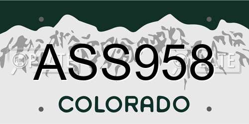 ASS958 Colorado License Plate
