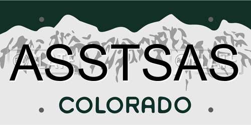 ASSTSAS Colorado License Plate