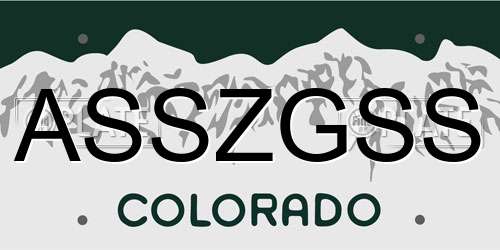 ASSZGSS Colorado License Plate