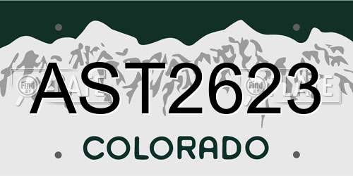 AST2623 Colorado License Plate
