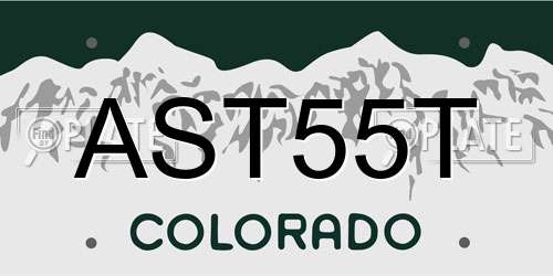 AST55T Colorado License Plate