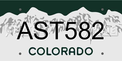 AST582 Colorado License Plate
