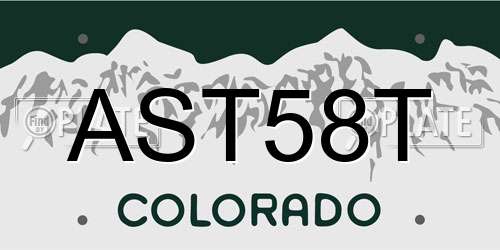 AST58T Colorado License Plate