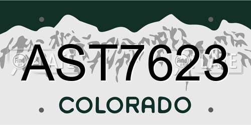 AST7623 Colorado License Plate