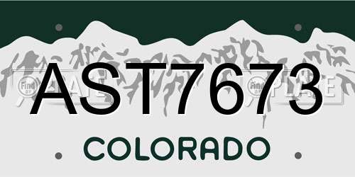 AST7673 Colorado License Plate