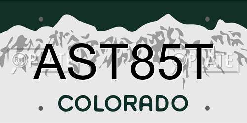 AST85T Colorado License Plate