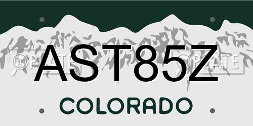 AST85Z Colorado License Plate