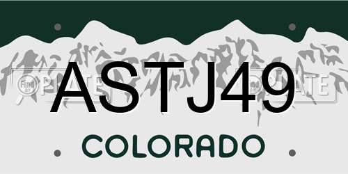 ASTJ49 Colorado License Plate