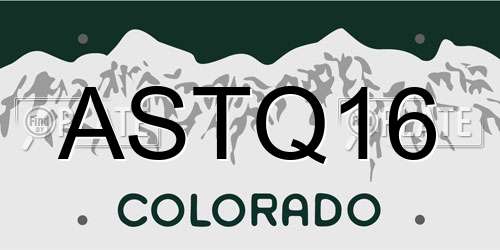 ASTQ16 Colorado License Plate