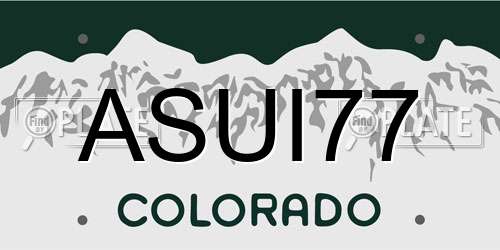 ASUI77 Colorado License Plate