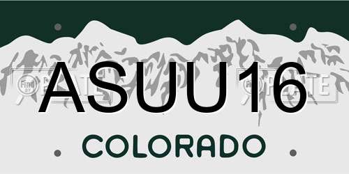 ASUU16 Colorado License Plate