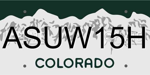 ASUW15H Colorado License Plate