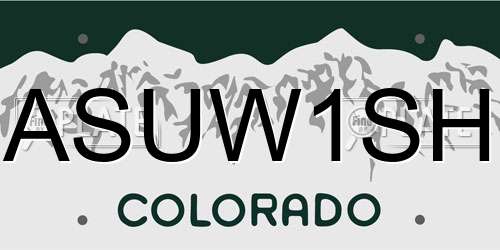 ASUW1SH Colorado License Plate