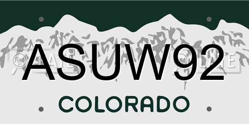 ASUW92 Colorado License Plate