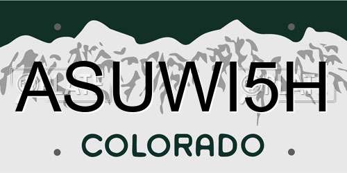 ASUWI5H Colorado License Plate