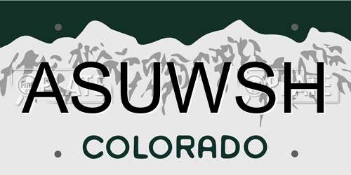 ASUWSH Colorado License Plate