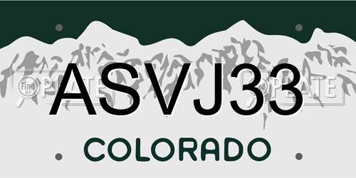 ASVJ33 Colorado License Plate