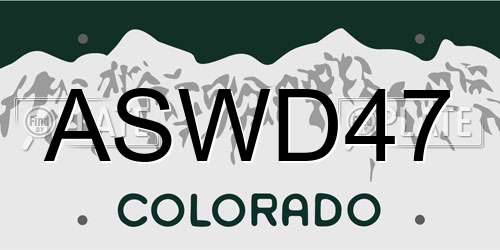 ASWD47 Colorado License Plate