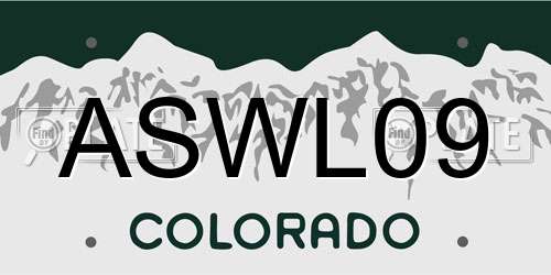 ASWL09 Colorado License Plate