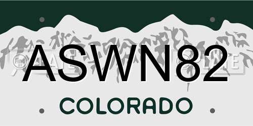 ASWN82 Colorado License Plate