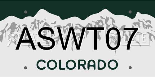 ASWT07 Colorado License Plate