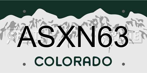ASXN63 Colorado License Plate