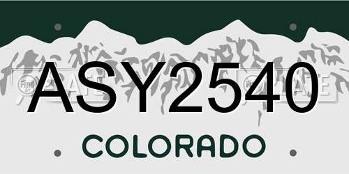 ASY2540 Colorado License Plate