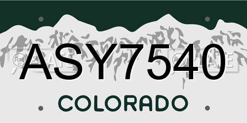 ASY7540 Colorado License Plate