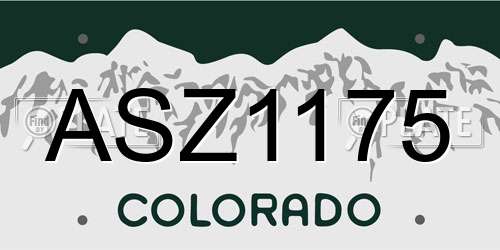 ASZ1175 Colorado License Plate