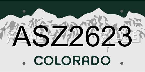 ASZ2623 Colorado License Plate
