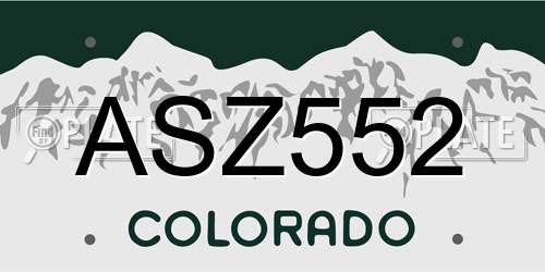 ASZ552 Colorado License Plate