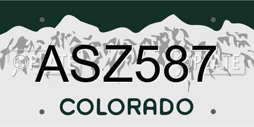 ASZ587 Colorado License Plate