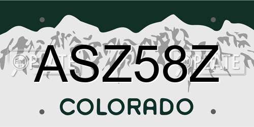 ASZ58Z Colorado License Plate