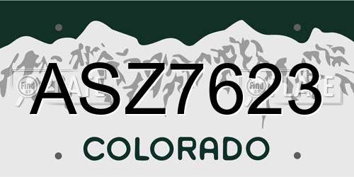 ASZ7623 Colorado License Plate