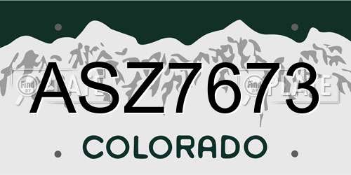 ASZ7673 Colorado License Plate