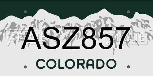 ASZ857 Colorado License Plate