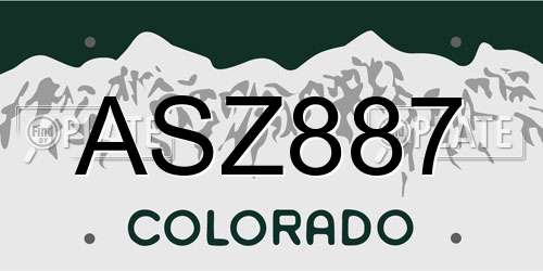 ASZ887 Colorado License Plate