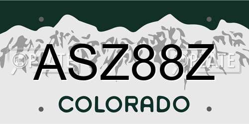 ASZ88Z Colorado License Plate