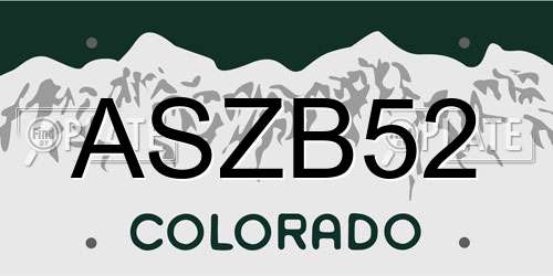 ASZB52 Colorado License Plate